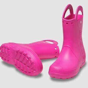 NWT Crocs Kids Handle It Rain Boots in Pink Crush Juniors Size 1